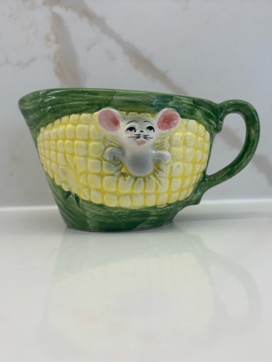 Vintage Other - Vintage Kitschy Mouse in Corn Cob Textured Creamer Butter Server Pitcher Japan